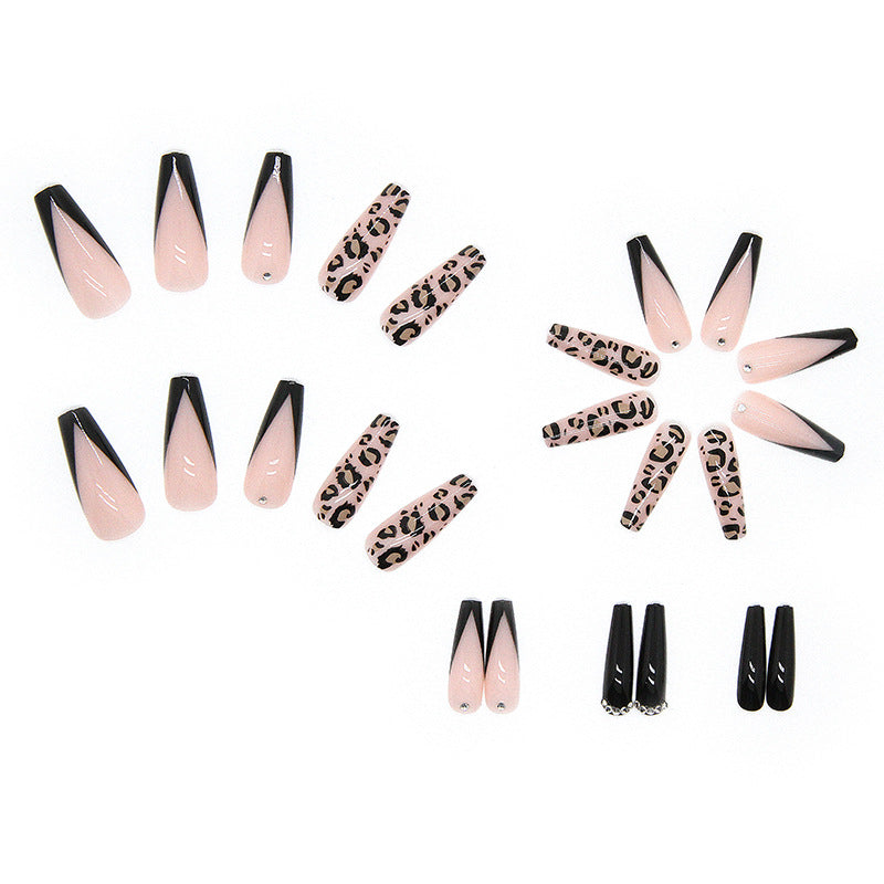 Wholesale Long Ballerina False Nails Leopard Print Plastic Nail Stickers